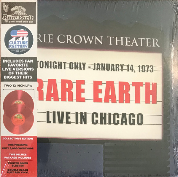 RARE EARTH – RARE EARTH – LIVE IN CHICAGO .. CHICAGO / RED RUBY CLEAR VINYL