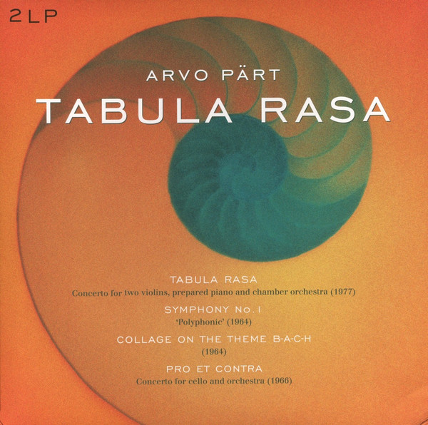 PART, A. – PART, A. – TABULA RASA/SYMPHONY 1... .. 1/COLLAGE ON A THEME B-A-C-H/PRO ET CONTRA/180GR.